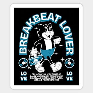 BREAKBEAT  - Lover Cat Retro Mascot (white/blue) Magnet